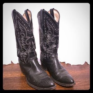 Vintage black lizard western boots